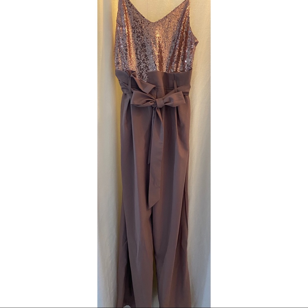 rose gold/mauve pants romper.